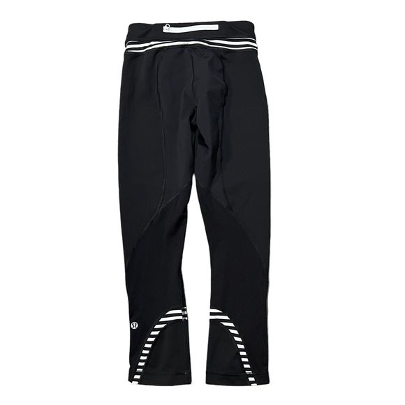 Lululemon Pants - LULULEMON RUN INSPIRE CROP PANT CLASSIC STRIPE BLACK WHITE YOGA DANCE SPIN 2